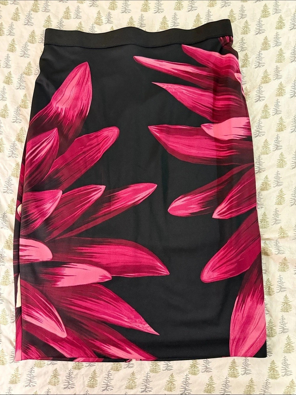 ALFANI Abstract Print Midi Skirt in Black & Pink Size Large
